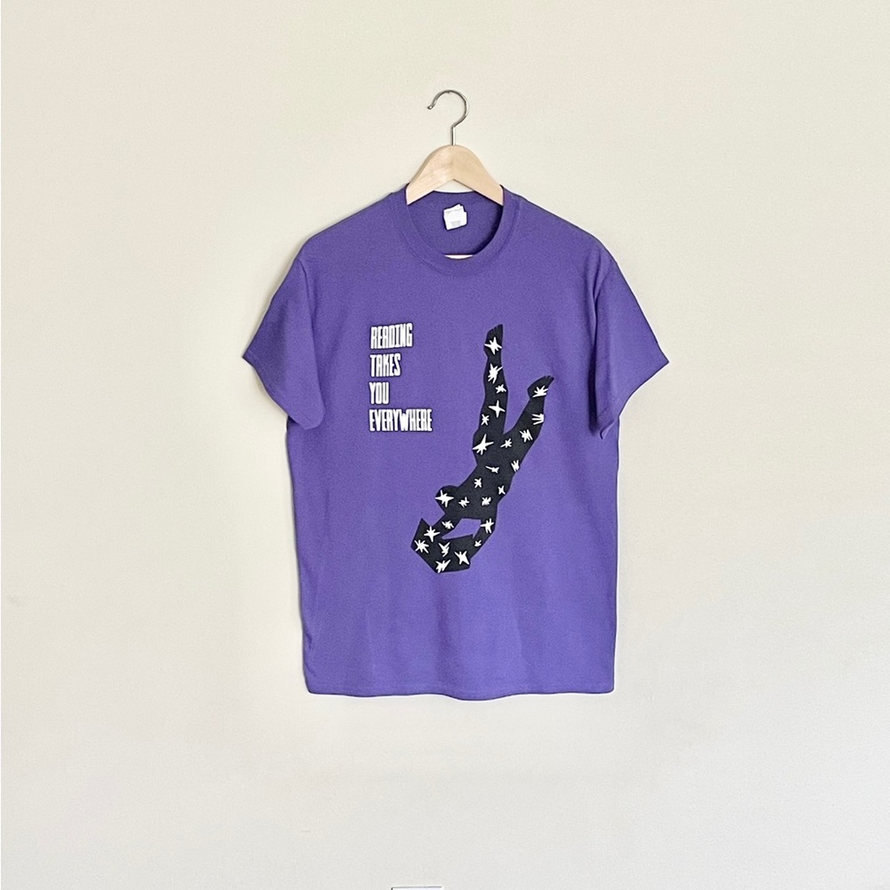 NEW Reading Takes You Everywhere Graphic Purple T Shirt Adult size Medium